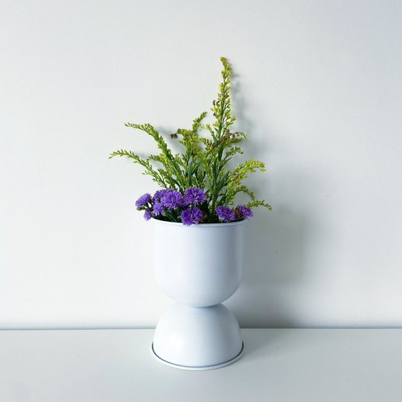 "Venus" Double Decker Metal Planter / Pot in Matte Finish - White - Picture 2 of 13